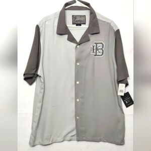 Brooklyn Clothing Mfg Co Light Gray Short‎ Sleeve Button -Down Shirt SIZE L